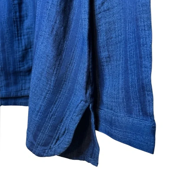 Purejill Indigo Textured Tunic Top Parker Wash Long Sleeve Sz L NWT - Picture 6 of 7